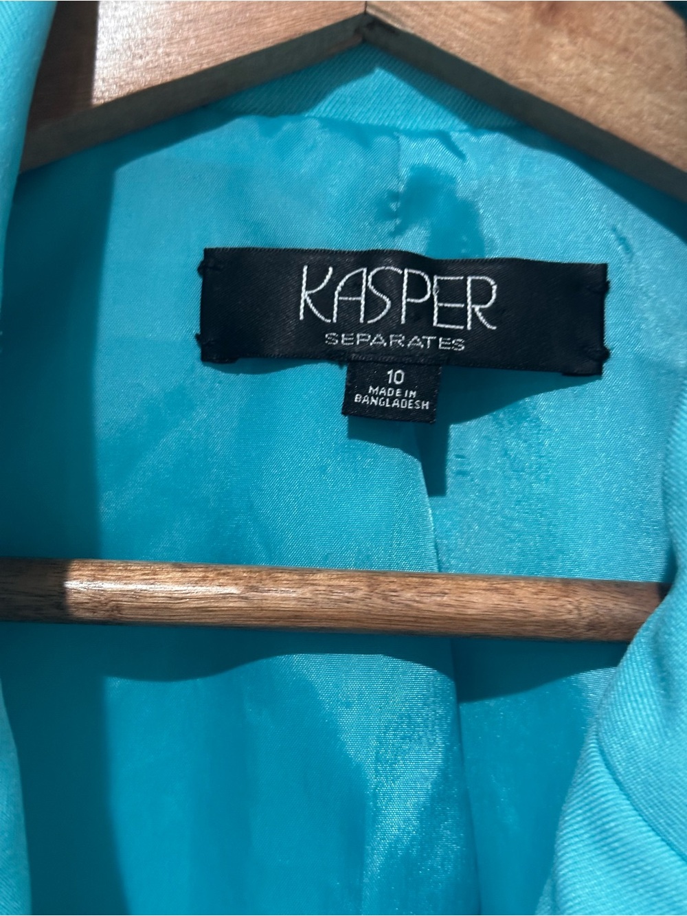 Kasper Separates Women’s Aqua Blue Blazer Jacket Ruched Sleeve Career Size 10 - Picture 3 of 6